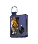 For OPPO Find N3 Flip Silk Ribbon Ring Plain Leather Phone Case(Blue)
