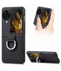 For OPPO Find N3 Flip Litchi PU Diamond-encrusted Ring Phone Case(Black)