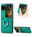 For OPPO Find N3 Flip Litchi PU Diamond-encrusted Ring Phone Case(Green)