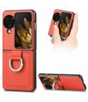 For OPPO Find N3 Flip Litchi PU Diamond-encrusted Ring Phone Case(Orange)