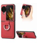 For OPPO Find N3 Flip Litchi PU Diamond-encrusted Ring Phone Case(Red)