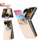 For OPPO Find N3 Flip Litchi PU Ring Holder Wallet Phone Case(Khaki)