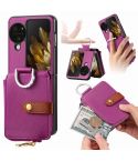 For OPPO Find N3 Flip Vertical Flip Zipper Wallet Ring Leather Phone Case(Purple)