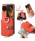 For OPPO Find N3 Flip Vertical Flip Zipper Wallet Ring Leather Phone Case(Orange)