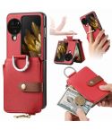 For OPPO Find N3 Flip Vertical Flip Zipper Wallet Ring Leather Phone Case(Red)
