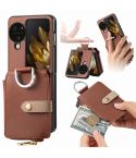For OPPO Find N3 Flip Vertical Flip Zipper Wallet Ring Leather Phone Case(Brown)