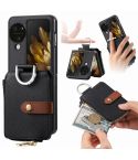 For OPPO Find N3 Flip Vertical Flip Zipper Wallet Ring Leather Phone Case(Black)