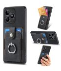 For Realme C53 4G Retro Skin-feel Ring Multi-card Wallet Phone Case(Black)