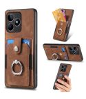 For Realme C53 4G Retro Skin-feel Ring Multi-card Wallet Phone Case(Brown)