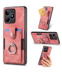 For Realme C53 4G Retro Skin-feel Ring Multi-card Wallet Phone Case(Pink)