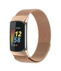 For Fitbit Charge 6 Milan Magnetic Metal Steel Mesh Watch Band(Rose Gold)