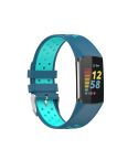 For Fitbit Charge 6 Dual Color Breathable Silicone Watch Band(Blue+Teal Green)
