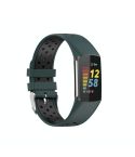 For Fitbit Charge 6 Dual Color Breathable Silicone Watch Band(Green+Black)