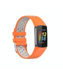 For Fitbit Charge 6 Dual Color Breathable Silicone Watch Band(Orange+Gray)
