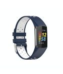 For Fitbit Charge 6 Dual Color Breathable Silicone Watch Band(Blue+White)