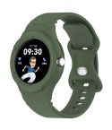 For Goolge  Pixel Watch 2 Leather Texture Silicone Integrated Watch Band(Dark Green)