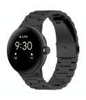 For Google Pixel Watch 2 Three Bead Stainless Steel Metal Watch Band(Black)