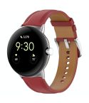 For Google Pixel Watch 2 Top Layer Leather Embossed Sewing Watch Band(Red)