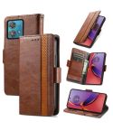 For Motorola Moto G84 CaseNeo Splicing Dual Magnetic Buckle Leather Phone Case(Brown)