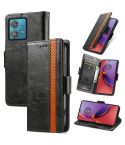 For Motorola Moto G84 CaseNeo Splicing Dual Magnetic Buckle Leather Phone Case(Black)
