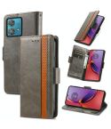 For Motorola Moto G84 CaseNeo Splicing Dual Magnetic Buckle Leather Phone Case(Grey)