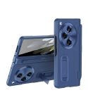 For OPPO Find N3 Integrated Film Plain Leather Phone Case with Pen(Blue)