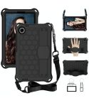 For Alcatel Joy Tab2 2020 / 3T 8.0 Honeycomb EVA Hybrid PC Tablet Case with Strap(Black+Black)