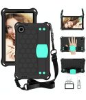 For Alcatel Joy Tab2 2020 / 3T 8.0 Honeycomb EVA Hybrid PC Tablet Case with Strap(Black+Aqua)