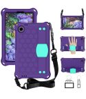 For Alcatel Joy Tab2 2020 / 3T 8.0 Honeycomb EVA Hybrid PC Tablet Case with Strap(Purple+Aqua)