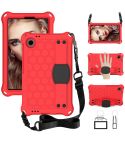 For Alcatel Joy Tab2 2020 / 3T 8.0 Honeycomb EVA Hybrid PC Tablet Case with Strap(Red +Black)