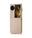 For OPPO Find N3 Flip Litchi Leather Electroplating Shockproof Phone Case(Khaki)