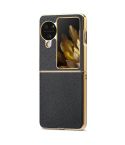 For OPPO Find N3 Flip Litchi Leather Electroplating Shockproof Phone Case(Black)