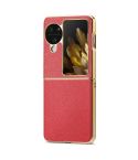 For OPPO Find N3 Flip Litchi Leather Electroplating Shockproof Phone Case(Red)