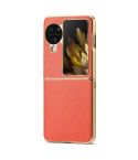 For OPPO Find N3 Flip Litchi Leather Electroplating Shockproof Phone Case(Orange)