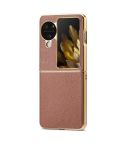 For OPPO Find N3 Flip Litchi Leather Electroplating Shockproof Phone Case(Brown)