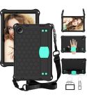For Xiaomi Redmi Pad SE 11 2023 Honeycomb EVA Hybrid PC Tablet Case with Strap(Black+Aqua)