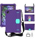 For Xiaomi Redmi Pad SE 11 2023 Honeycomb EVA Hybrid PC Tablet Case with Strap(Purple+Aqua)
