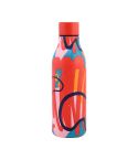 JUNSUNMAY Geometric Patterns Coating 304 Stainless Steel  550ml Water Vacuum Bottle(Red)