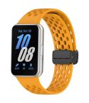 For Samsung Galaxy Fit 3 Hole Style Magnetic Folding Buckle Silicone Watch Band(Yellow)