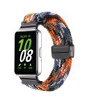 For Samsung Galaxy Fit3 Magnetic Buckle Nylon Braid Watch Band(Colorful Orange)