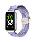 For Samsung Galaxy Fit3 Magnetic Buckle Nylon Braid Watch Band(Colorful Purple)