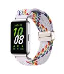 For Samsung Galaxy Fit3 Magnetic Buckle Nylon Braid Watch Band(Colorful White)