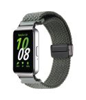 For Samsung Galaxy Fit3 Magnetic Buckle Nylon Braid Watch Band(Dark Green)