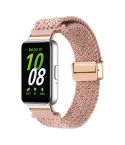 For Samsung Galaxy Fit3 Magnetic Buckle Nylon Braid Watch Band(Pink Sand)