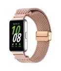 For Samsung Galaxy Fit3 Magnetic Buckle Nylon Braid Watch Band(Pink)