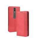 Magnetic Buckle Retro Crazy Horse Texture Horizontal Flip Leather Case for Vodafone Smart V10 (VFD730) , with Holder & Card Slots & Photo Frame(Red)