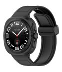For Samsung Galaxy Watch Ultra 47mm Magnetic Folding Buckle Silicone Leather Watch Band(Black)
