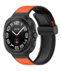 For Samsung Galaxy Watch Ultra 47mm Magnetic Folding Buckle Silicone Leather Watch Band(Orange)