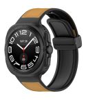 For Samsung Galaxy Watch Ultra 47mm Magnetic Folding Buckle Silicone Leather Watch Band(Light Brown)