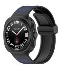 For Samsung Galaxy Watch Ultra 47mm Magnetic Folding Buckle Silicone Leather Watch Band(Dark Blue)